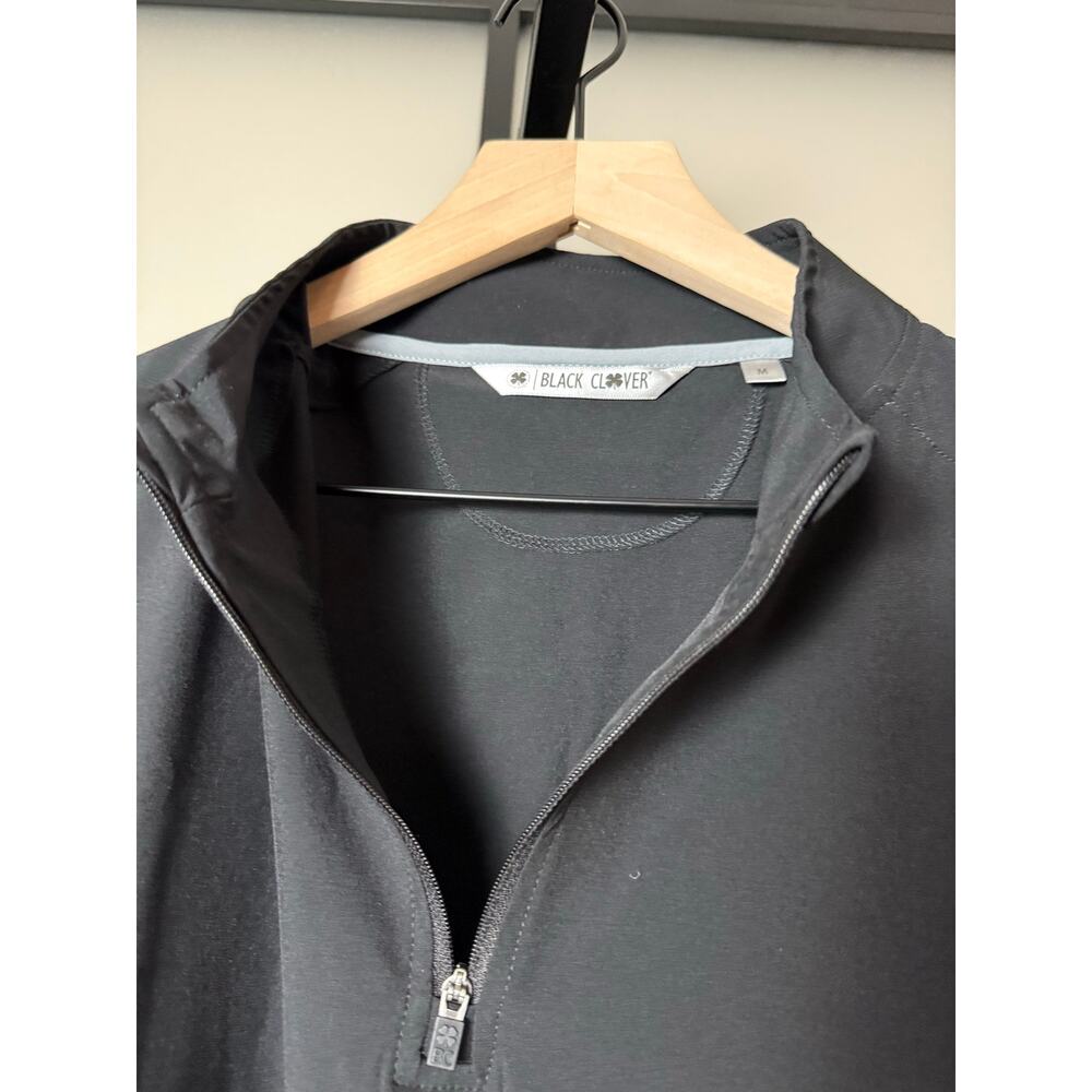 Black Clover Men's Medium Black 1/4 Zip Pullover Golf Vest Stretch Windbreaker - Picture 6 of 8